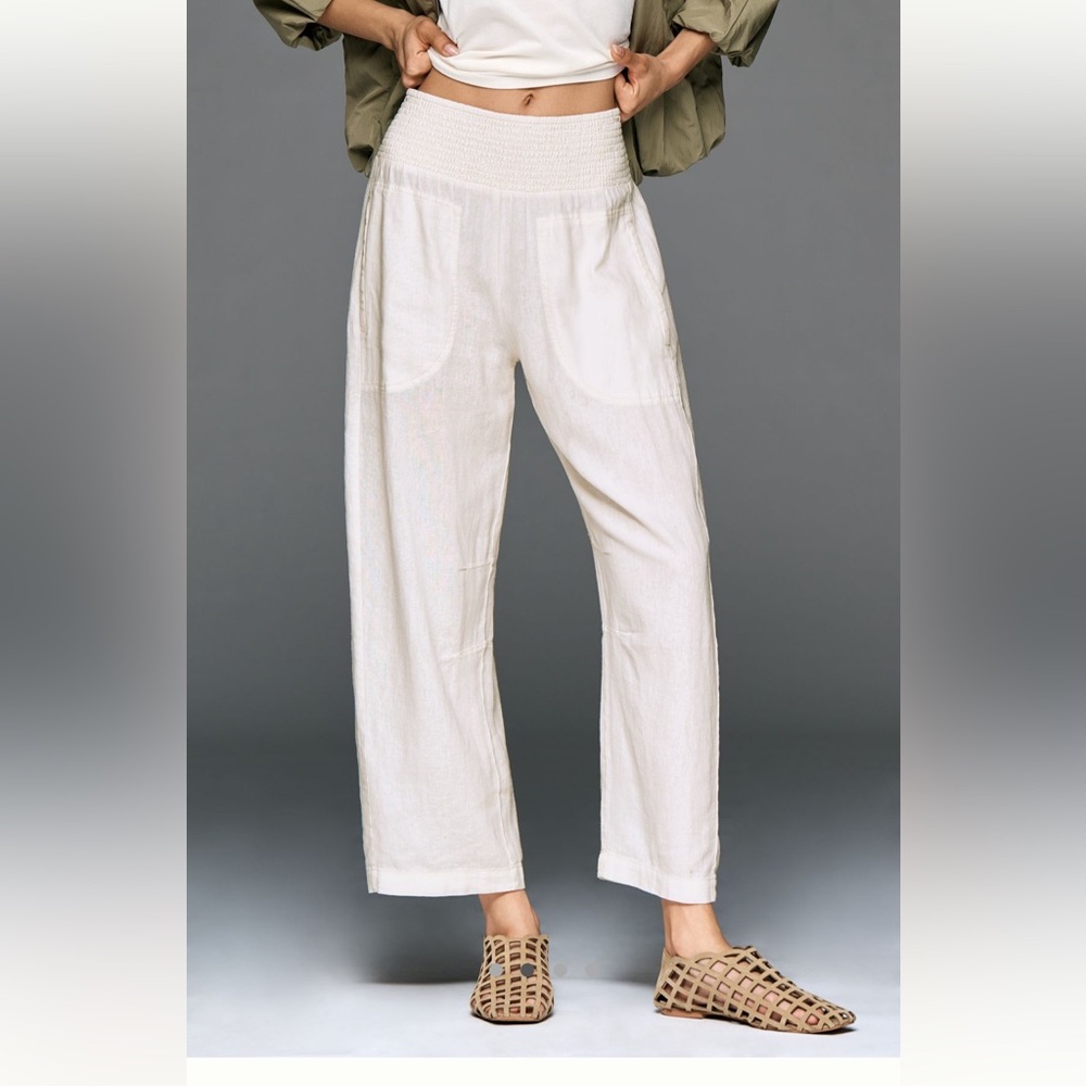The Reese Linen-Blend Barrel Pants by Pilcro